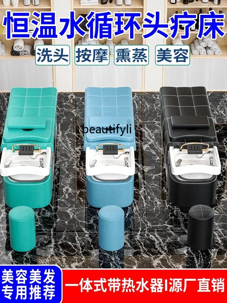 

ss cn8350 ss 8350 Ceramic Basin Steel Frame Head Therapy Shampoo Chair Barber Shop Beauty Salon Water Circulation Bed Fumigation