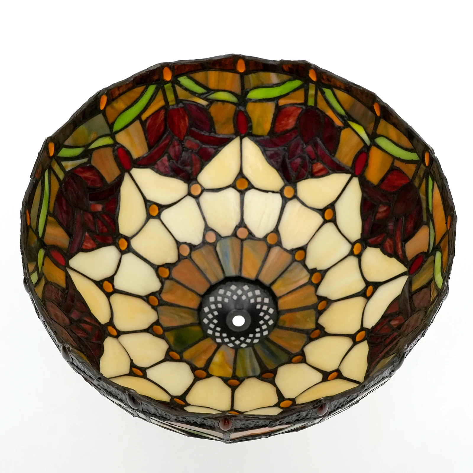 Ceiling Lamp shade Replacement Only 12 Inch Red pink Stained Glass Tulip Flower Style Lamp Shade Decorative for Table  Lampshade