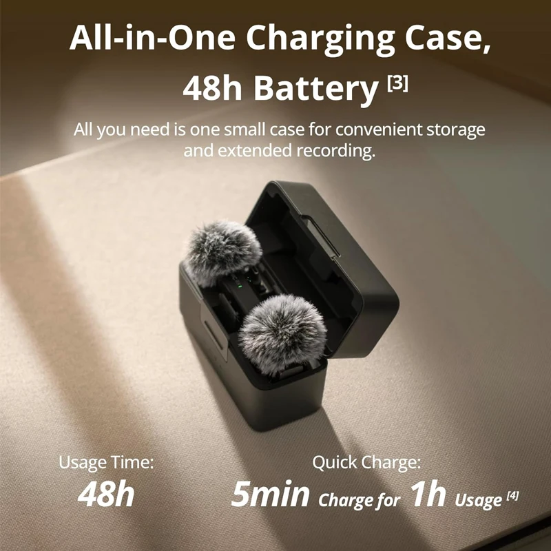 DJI Mic Mini Microfone Sem Fio, Cancelamento Inteligente de Ruído, Áudio de Alta Qualidade, 2 TX Plus 1 RX Plus Estojo de Carregamento