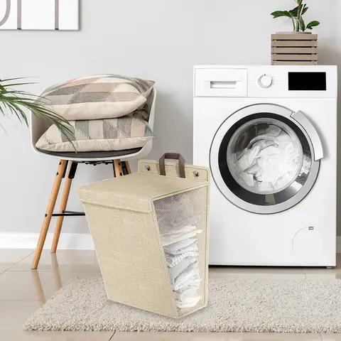 हैंगिंग लॉन्ड्री बास्केट, बड़ी क्षमता वाले कपड़े, गुड़िया, स्टोरेज बैग, जगह बचाने वाला क्लोसेट ऑर्गनाइज़र, बाथरूम के लिए फोल्डिंग स्टोरेज 6 best sales लटकती टोकरी - №5