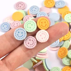 50Pcs Smile Round Fiber Leather Luck Labels Embossed Tags DIY Flag Label For Garment Sewing Accessories 13mm cp3528