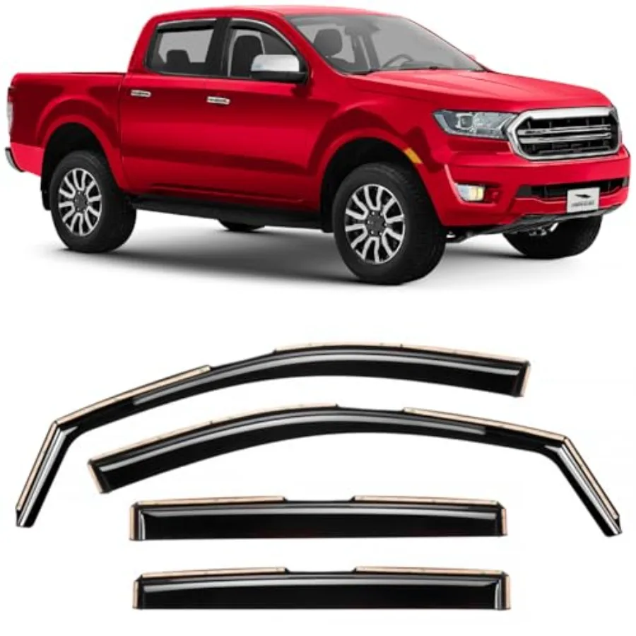 

in-Channel Extra Durable Rain Guards for Trucks Ford Ranger 2019-2023 SuperCrew Window Deflectors Vent Window Visors 4 Pieces -