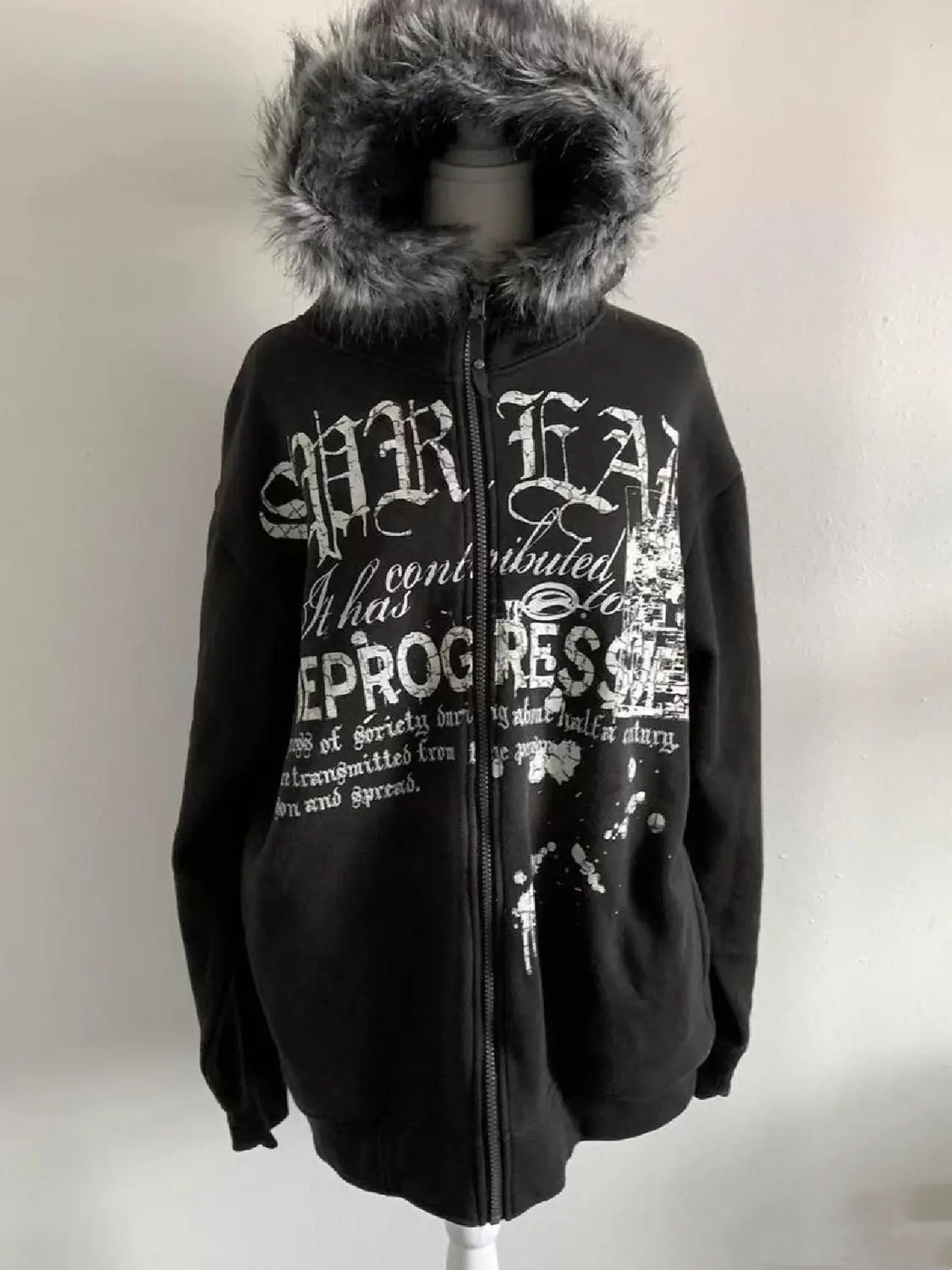 

Hoodies Women Y2k Clothes Black Letters Punk Girl Gothic Streetwear Zipper Hoodie Long sleeves Grunge emo Harajuku Winter Hoody