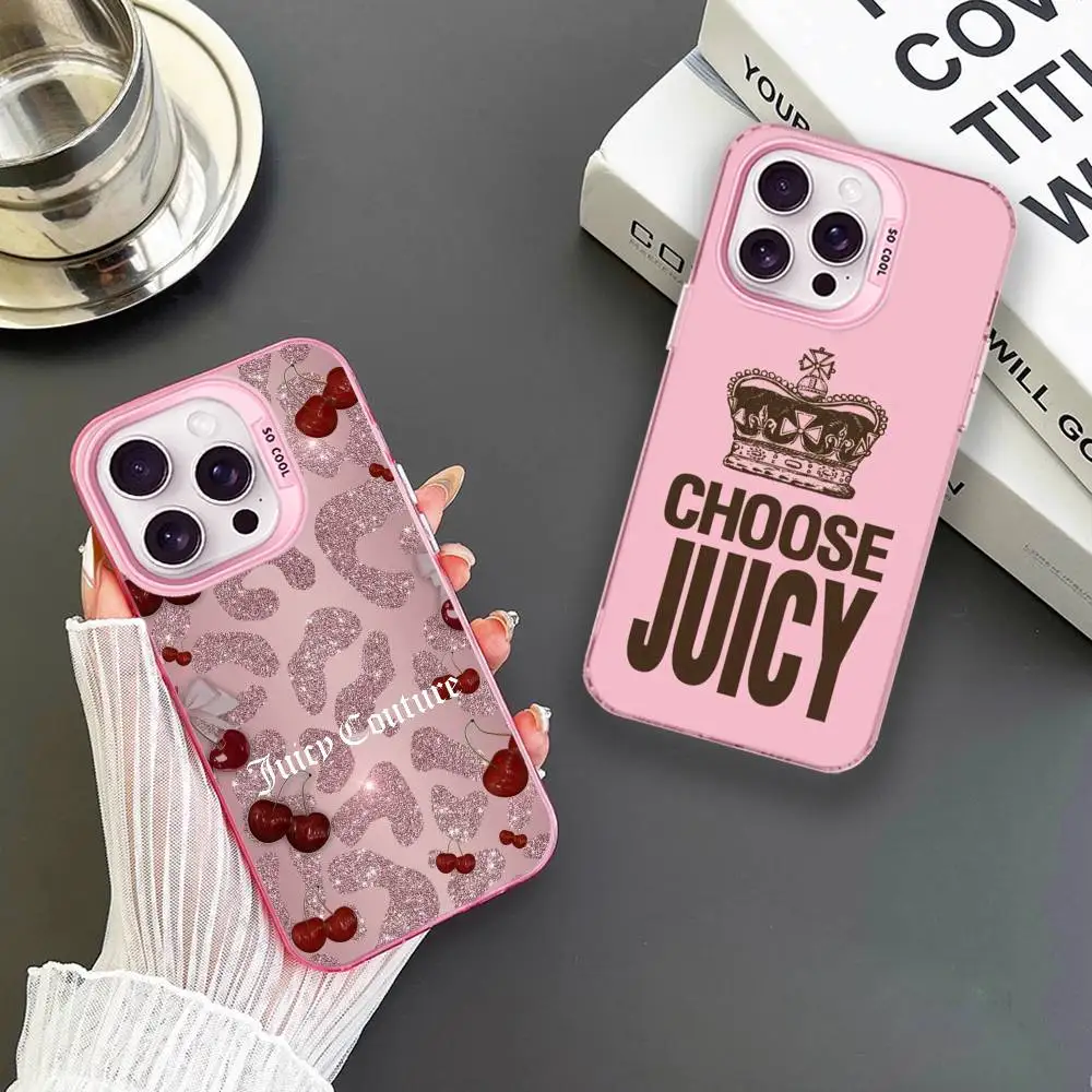 Juicy couture leopard Wallpaper Phone Case For iPhone 16,15,14,13,12,11,Mini,Pro,MAX Pink Matte Shockproof Cover