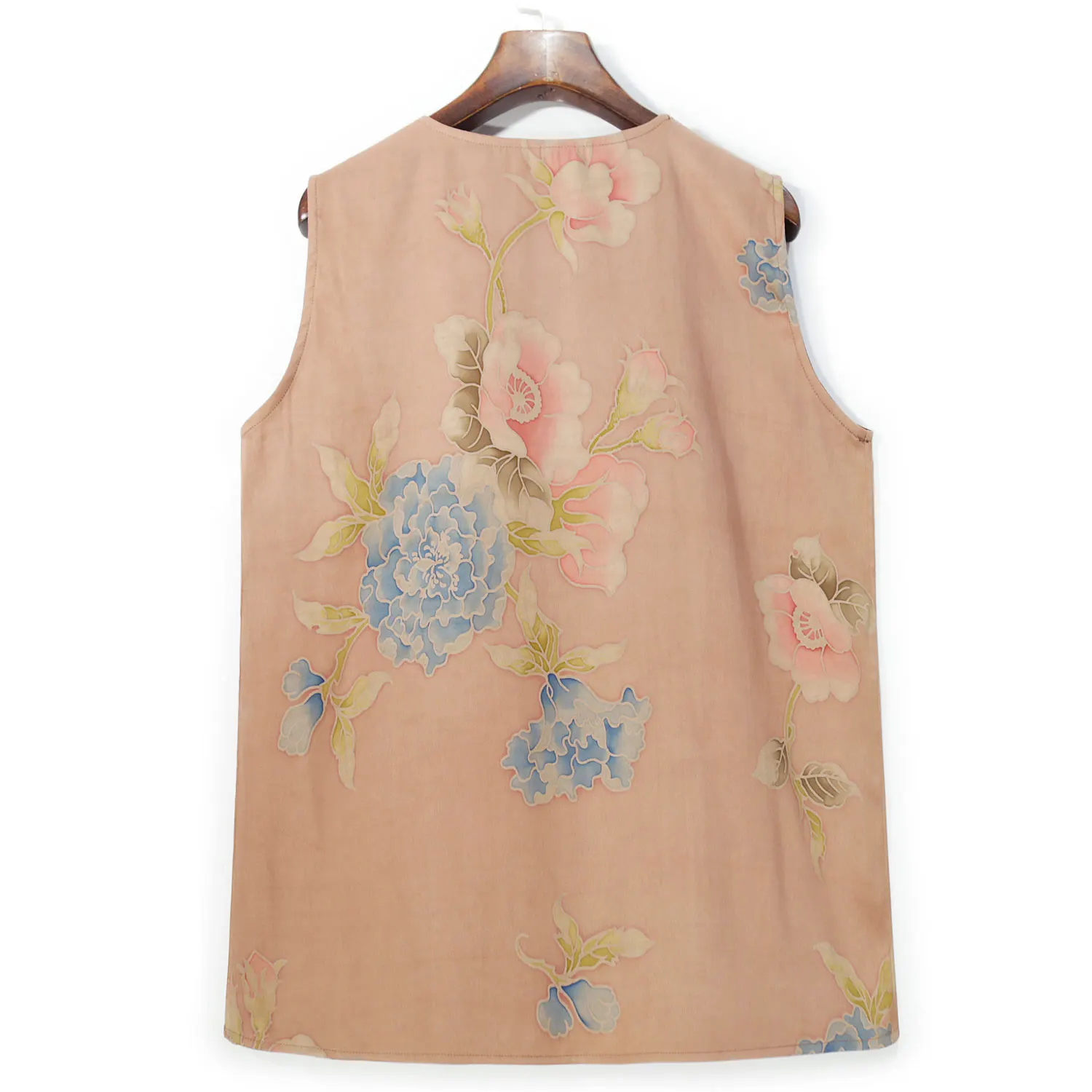 BirdTree, 50MM Watered Gauze Silk Elegant T-Shirt, Women O Neck Sleeveless Flower, Retro Chinese Vest, 2024 Summer T45654QC