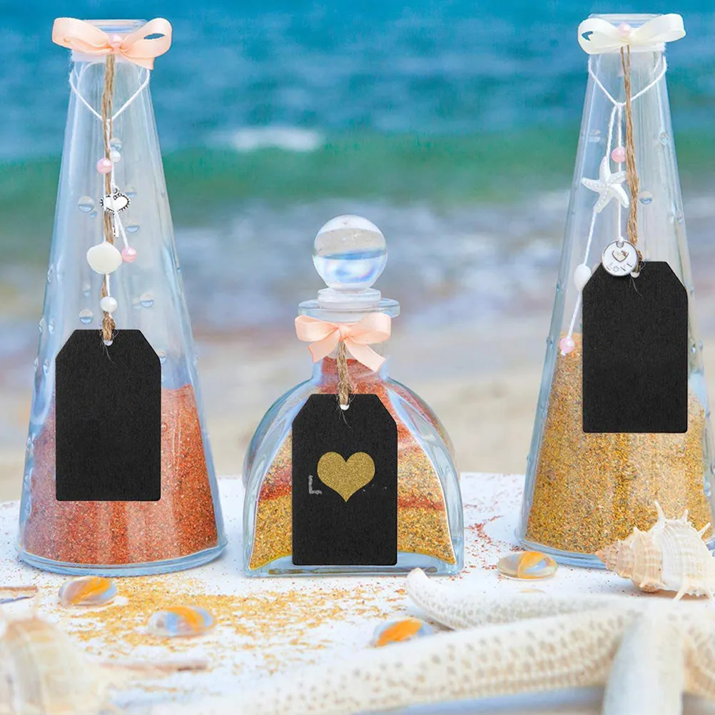 32Pcs Small Chalkboard Tags Boxwood Double Sided Erasable Hanging Labels with String for Food Pricing Name Tags Stockings