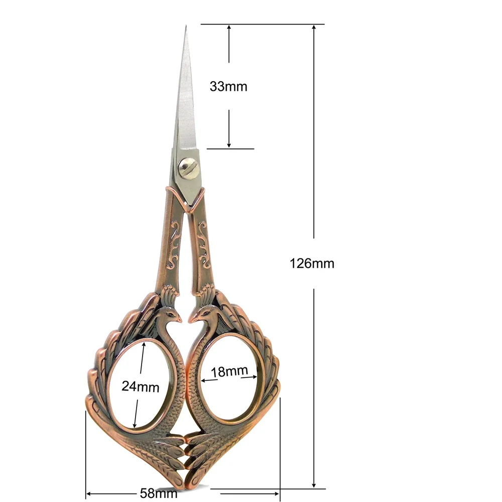 Vintage Peacock-shaped Stainless Steel Pointed Embroidery Scissors Thread Cutting DIY Handmade Multifunctional Sewing Scissors