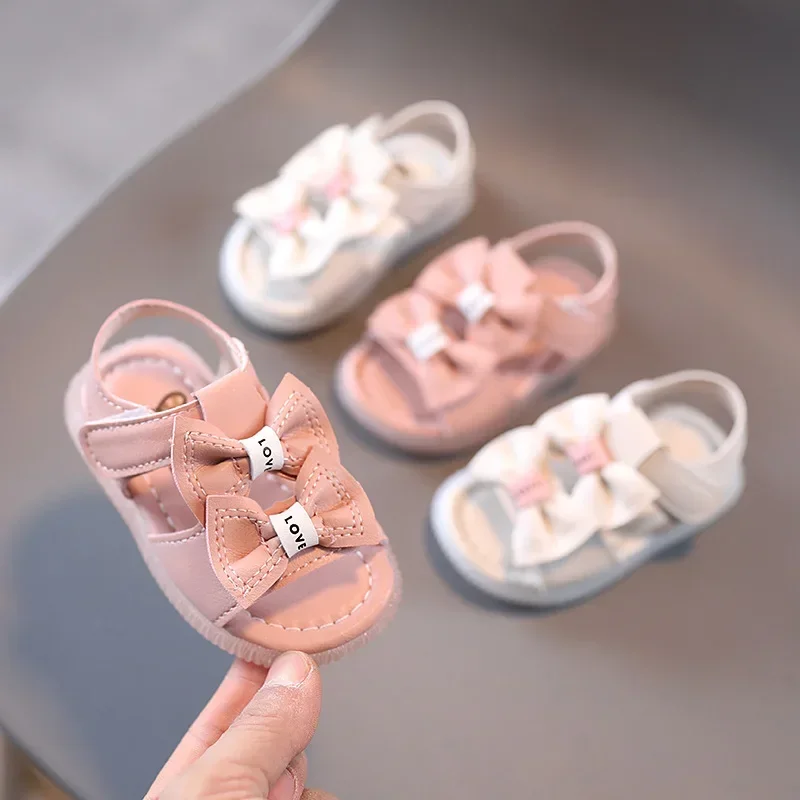 Girls Sandals 2024 Summer Princess Children Sandals Bow Tie Girl Shoes Fashion Casual Non Slip Kids Beach Shoes