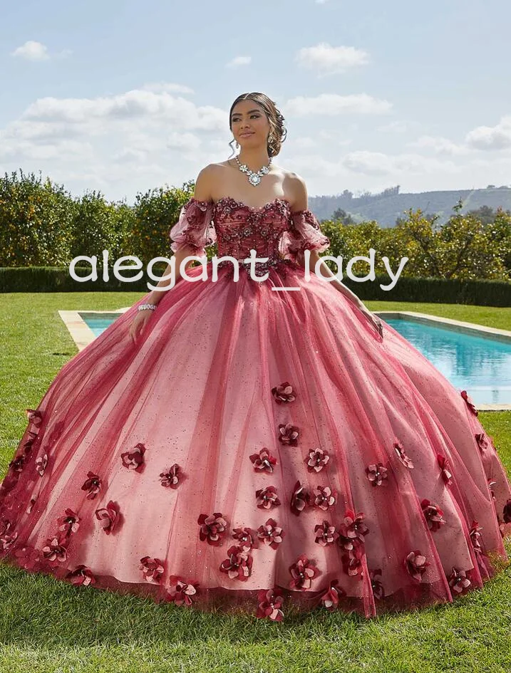 Vestido de baile com espartilho e aplique florais, ombro, lavanda e musgo, conto de fadas, quinceanera, vestidos de formatura, 15 anos