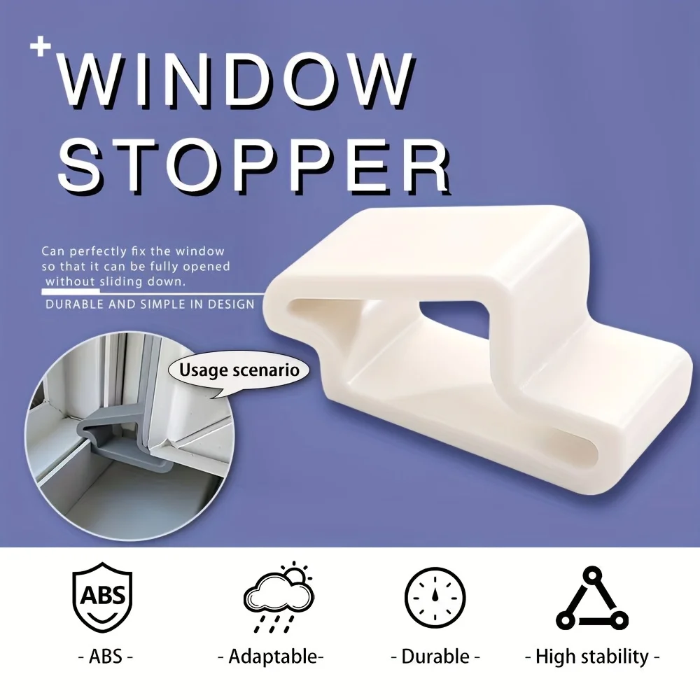 2pcs Window Stopper - Durable Plastic Door Stopper with Matte Finish, Easy Installation Under Door for Secure Window Closure