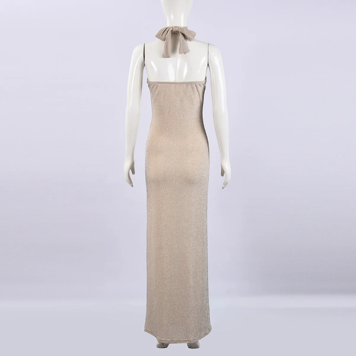 فستان مزخرف معدني جديد لصيف 2025 بدون ظهر ورقبة عميقة على شكل حرف V للنساء cw02858 #5