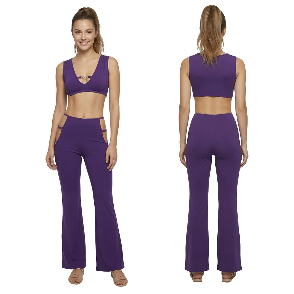 Costume de cosplay TV Euphoria Maddy, déguisement féminin, haut court sans manches, pantalon évasé, robe de fantaisie pour Halloween, carnaval