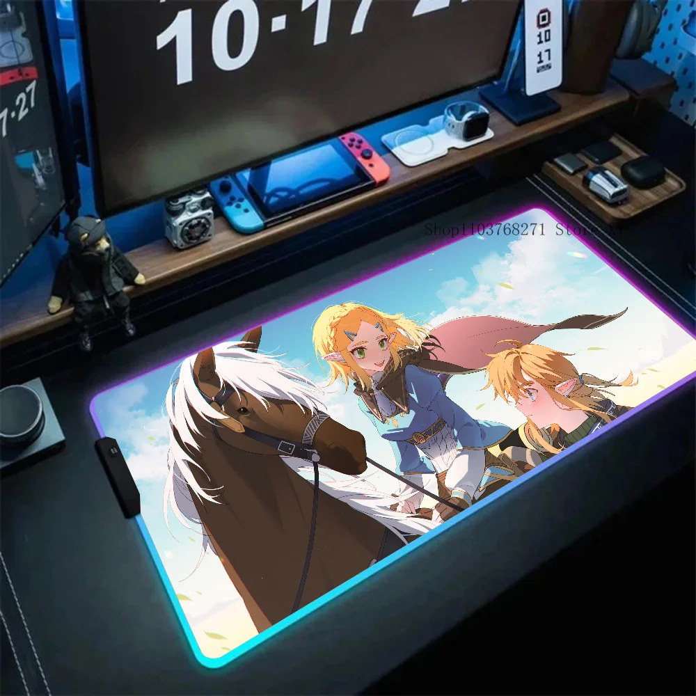 A-The Legend Of Zelda Breath Of The Wild Mousepad XXL RGB Gaming Mouse Pads HD Black Gamer Accessories Large LED