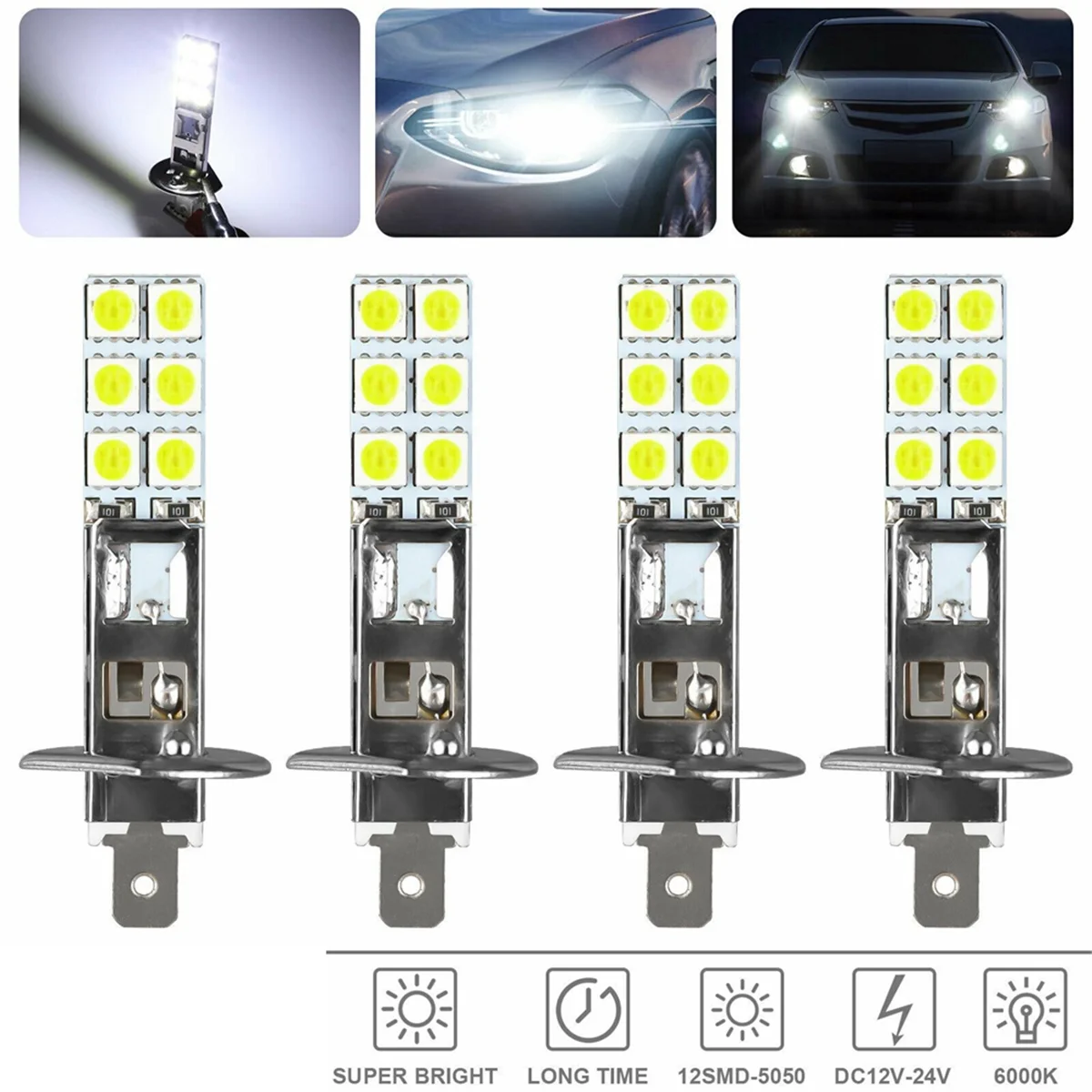 8 sztuk H1 6000K intensywna biała 80W zestaw żarówki LED do reflektorów światło drogowe przeciwmgielny