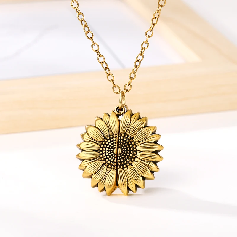 You Are My Sunshine Sunflower Necklaces For Women Rose Gold Silver Color Long Chain Sun Flower Female Pendant Necklace Jewelry