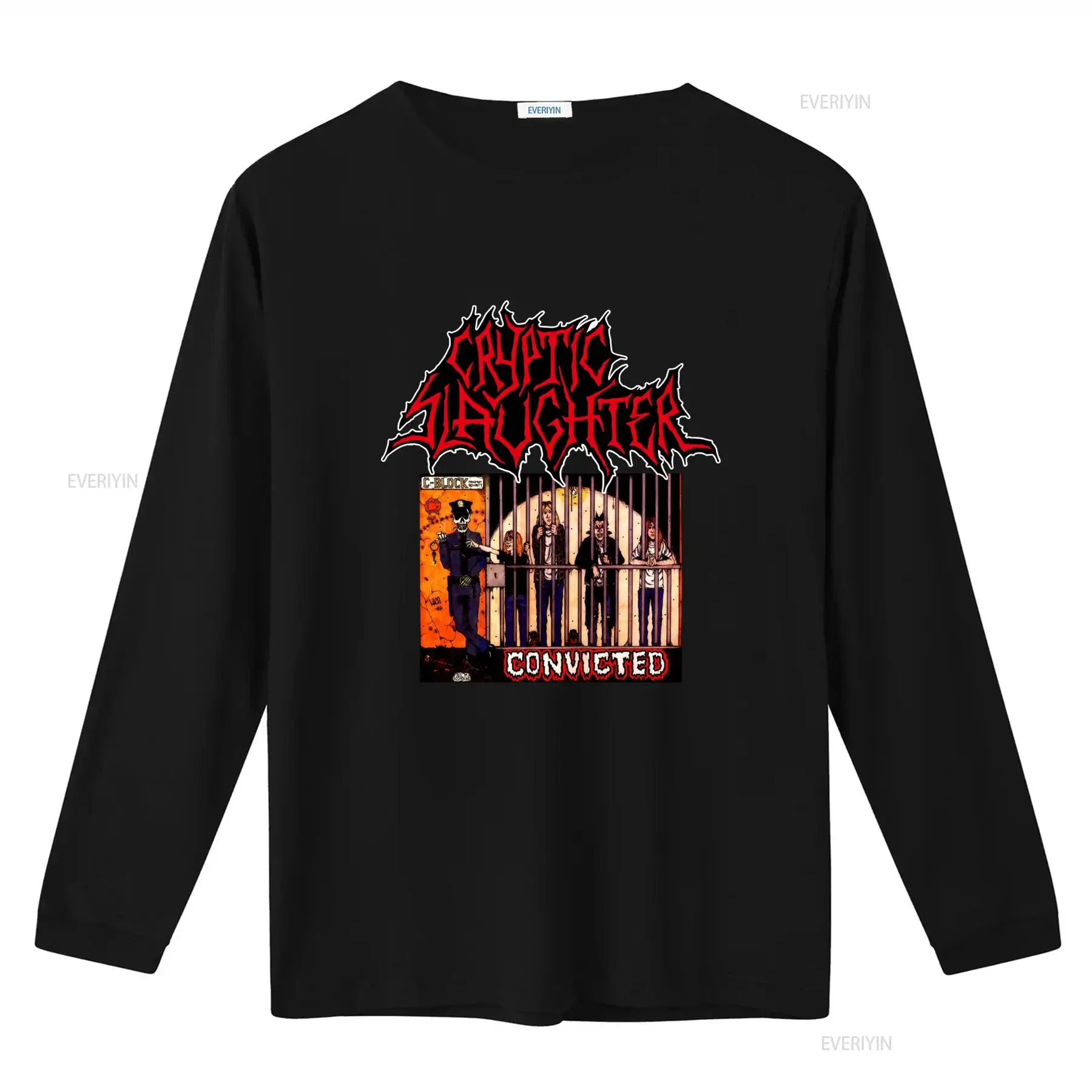 Cryptic Slaughter Convicted Band T Shirt Rock Style with Bold Design vintage Washed Stylish Casual Slightly graphic Versatile