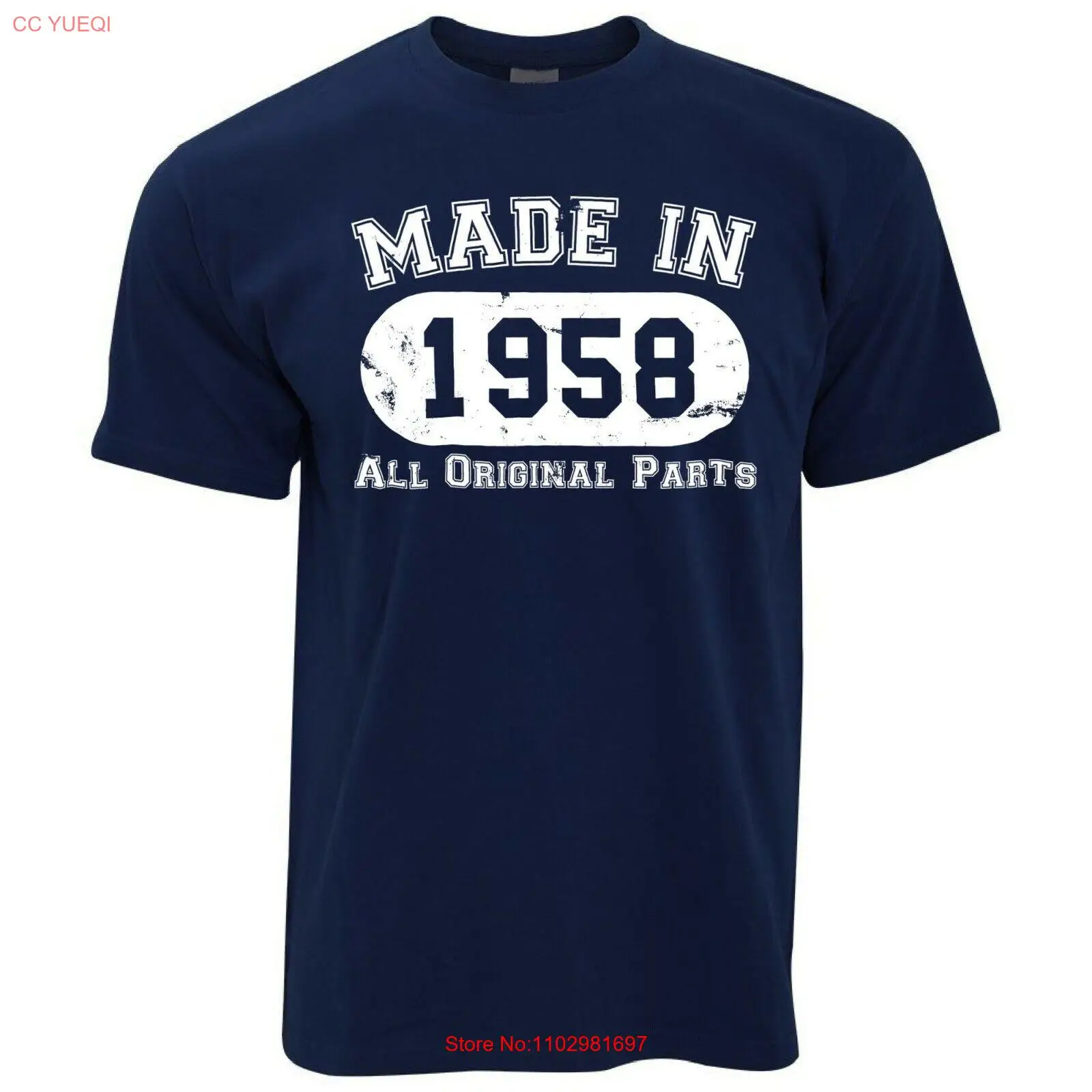 BIRTHDAY T-shirt MADE IN 1958 All original parts Present Gift Navy Blue L Large