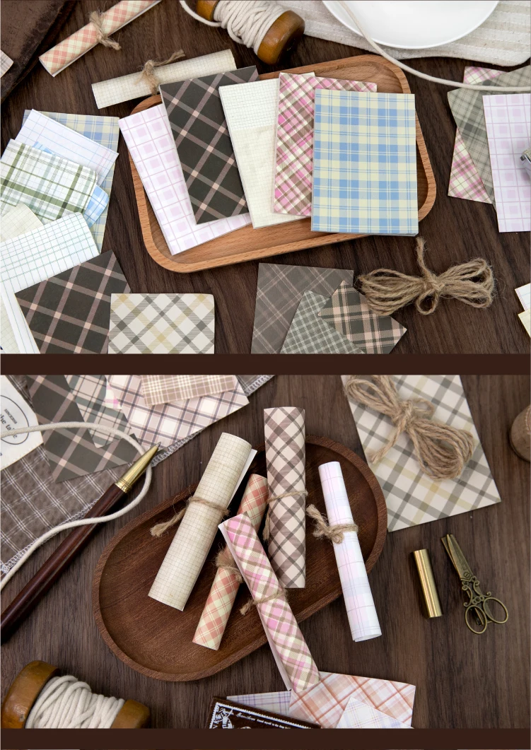 Journal GO Kreatives Kariertes Dekor Scrapbook Vintage Materialpapier-Set DIY Journal Collage Planer Tagebuch Dekor Hintergrundpapier – Detail 12