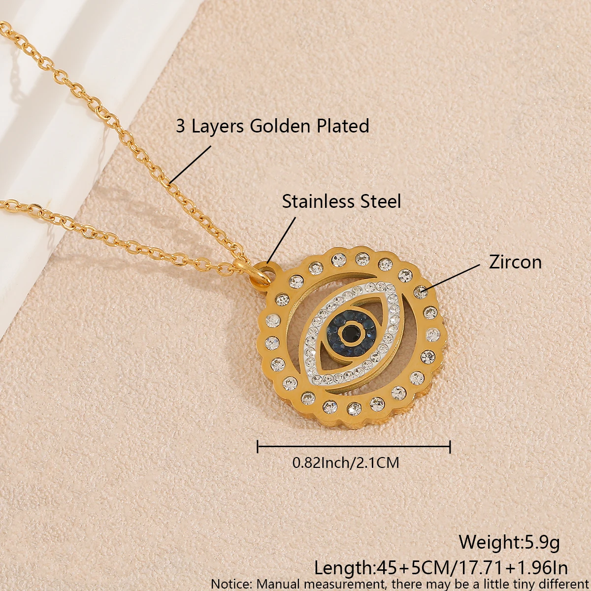 Stainless Steel Fashion Evil Eye Pendant Necklace For Women Lucky Turkish Eye  Choker Gold Plated Neck Chain Jewelry Party Gifts