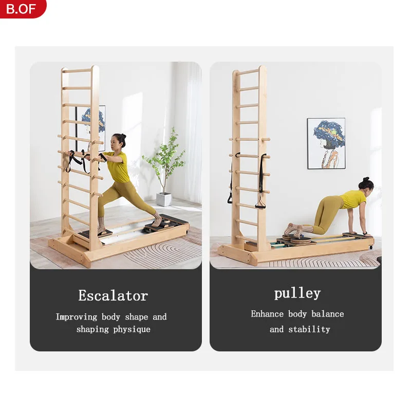 Maple Wood Pilates Zen Soft Yoga Equipment Gym Women's Shaper Cyclotron Bidirectional Sliding Ladder Bed