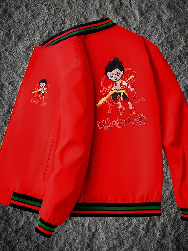 

Ele Embroidered Nezha Baseball Jaet Мужская модная верхняя одежда Осень-зима Ветрозащитная подставка из полиэстера Длинный свеч...
