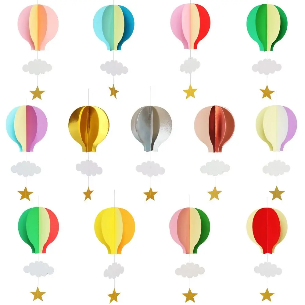 3D Love Hot Air Balloon Cloud Pendant Festive Cartoon Hot Air Balloon Paper Garland DIY Hot Air Balloon Hanging Bunting