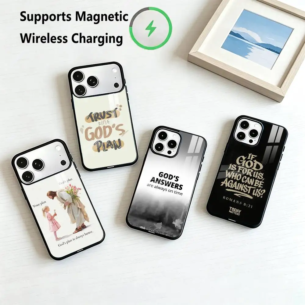 Funda para Teléfono con Versículo Bíblico del Plan de Dios, Compatible con iPhone 17, 16, 15, 14, 13, 12, 11 Plus, Pro, Compatible con Carga Inalámbrica Magnética