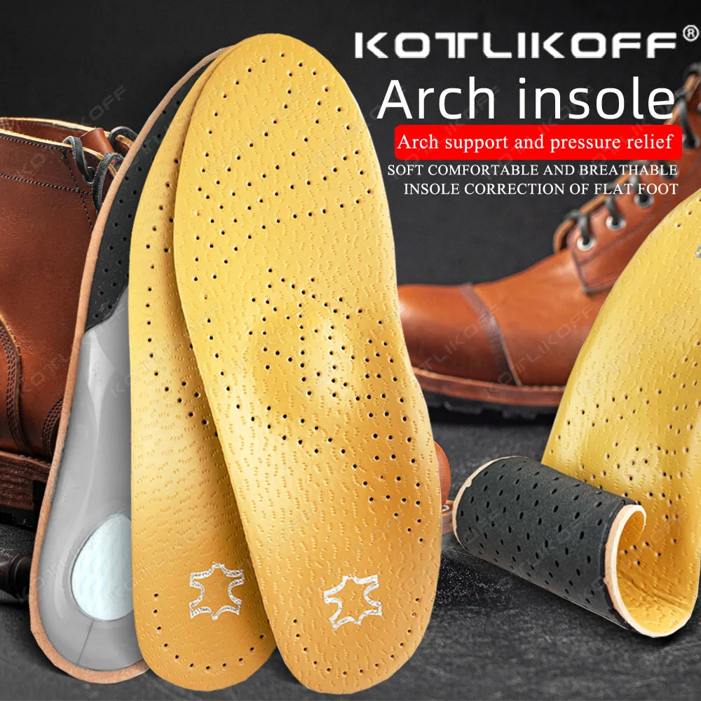 Leather Orthopedic Insoles Arch Support Insole Flat Feet Plantar Fasciitis Shoe Pad O/X Leg Corrected Comfort Deodorising Insert