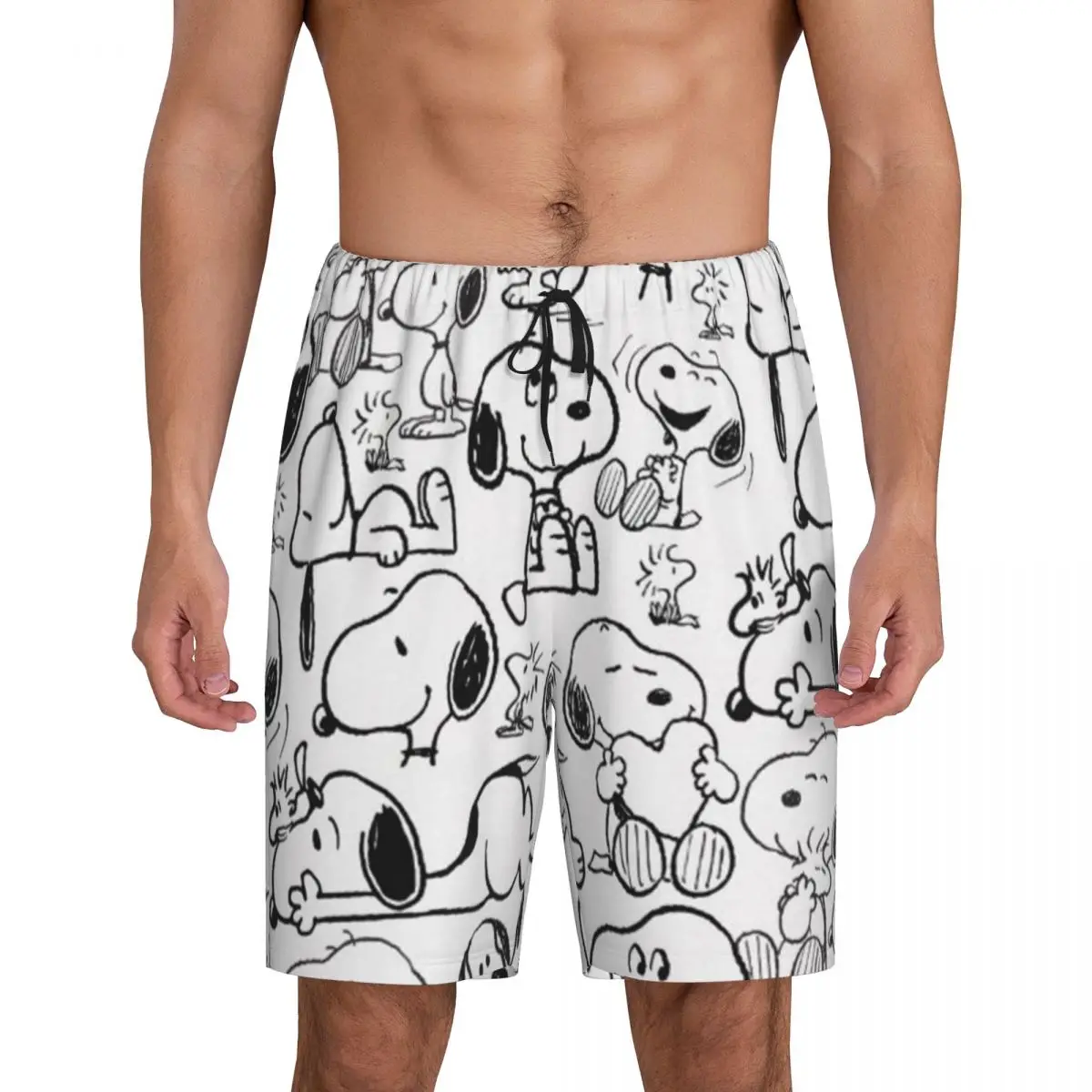 

Custom Anime Manga Snoopy Woodstock Pajama Shorts Men Sleepwear Lounge Bottom Stretch Sleep Short Pjs with Pockets