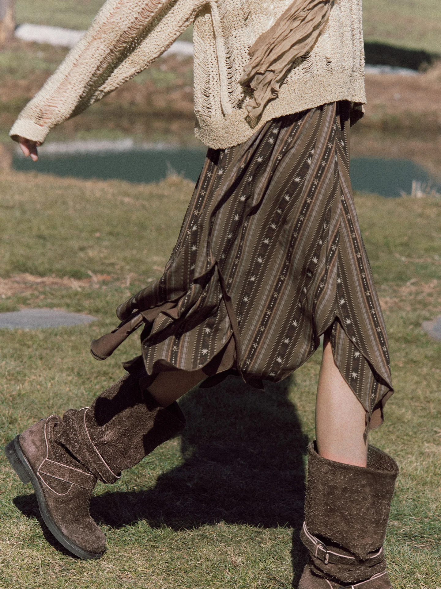 

Японская ретро-юбка Octopusme с асимметричным подолом, повседневная, женская, весна-лето, свободный крой, высокая талия, смесь полиэстера