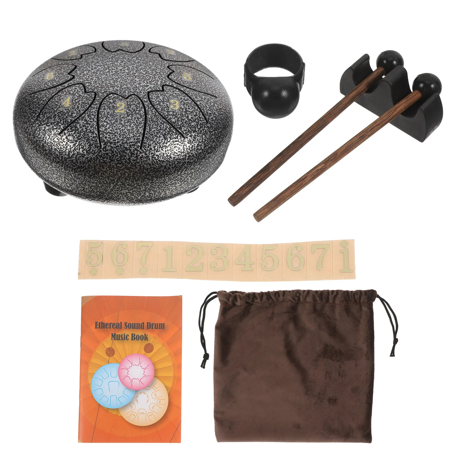

Ethereal Drum Music Keyboard Handpan Instrument Dark Grey Carbon Steel Percussion