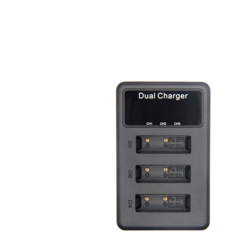 Three Chargers NP-BX1 Battery Charger Station for Sony Camera DSC-HX60 HX90 WX500 Digital Camera Stand-up Charger USB Charger