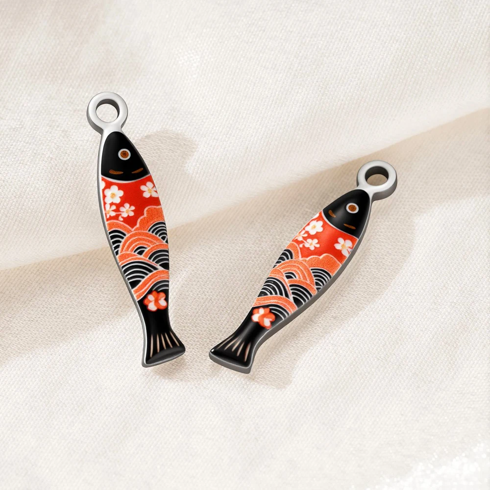 2 Stück Mehrfarbige Anhänger mit Fisch- und Tiermotiven für DIY-Halsketten, Ohrringe, Armbänder, Schlüsselanhänger und Schmuckherstellungszubehör – Detail 3