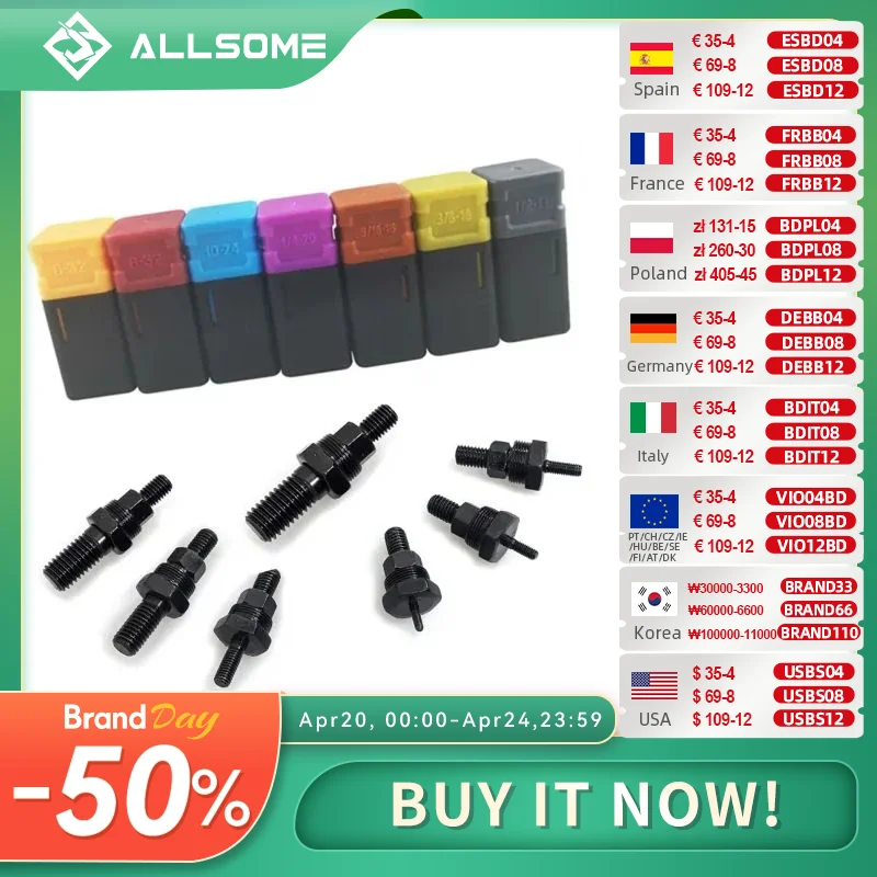 

Замена резьбовой оправки для заклепки гайки ALLSOME SAE 6-32 8-32 10-24 1/4-20 5/16-18 3/8-16 HT2777