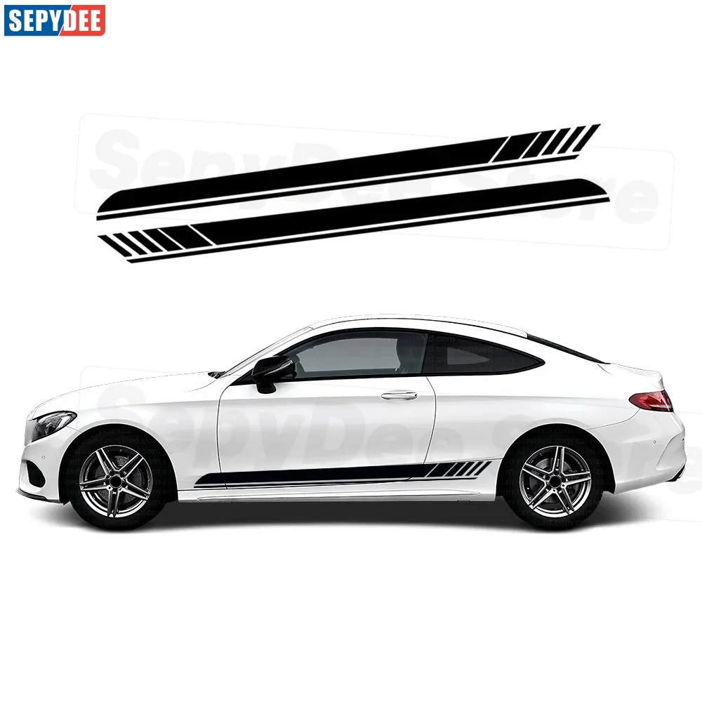 

2 шт., 1 наклейка с боковыми полосками для Mercedes Benz C Class Coupe, 2-дверная W205 C63 AMG C205 A205 2015-2021, автомобильные аксессуары