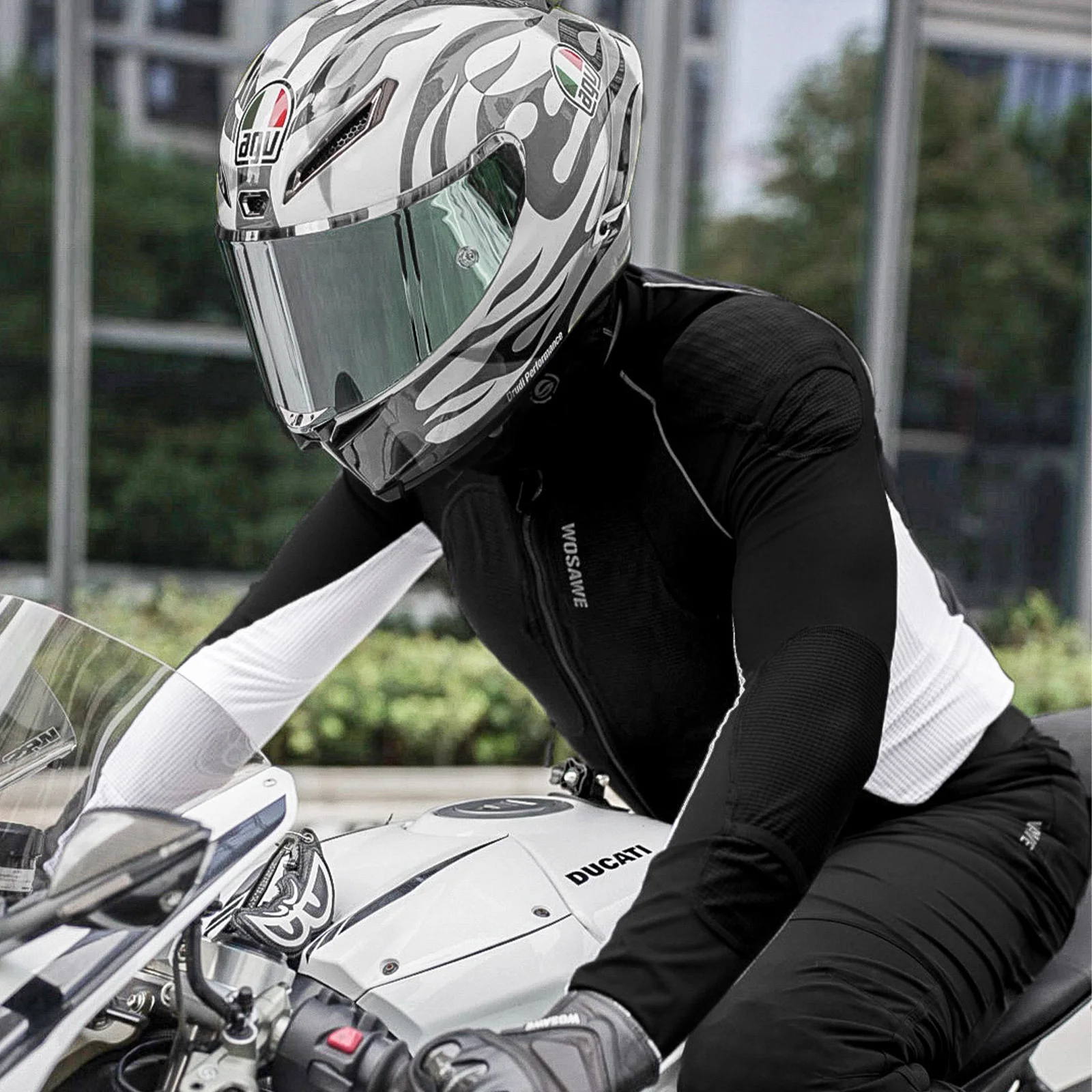 WOSAWE Herren-Sommer-Motorradjacke, leichte, weiche Motocross-Bekleidung mit CE-zertifiziertem Ganzkörperpanzerschutz