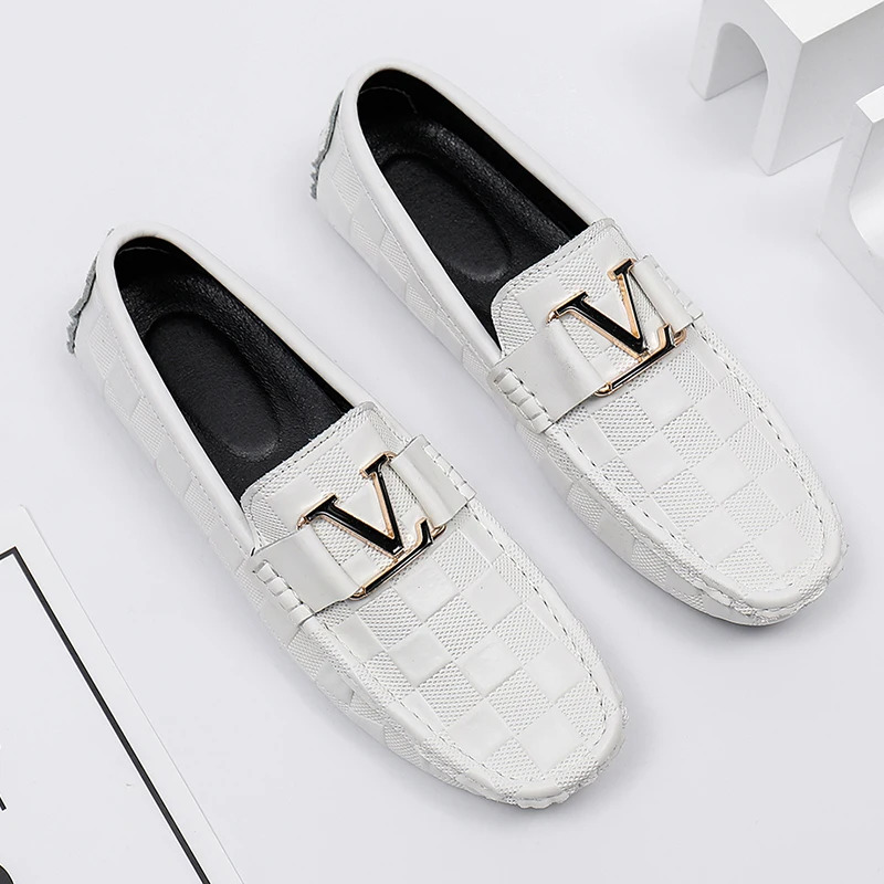 YRZL Genuine Leather Loafers Mens Casual High Quality Brand Cowhide Leather Shoes Crocodile Pattern Loafers Moccasin Men Shoes