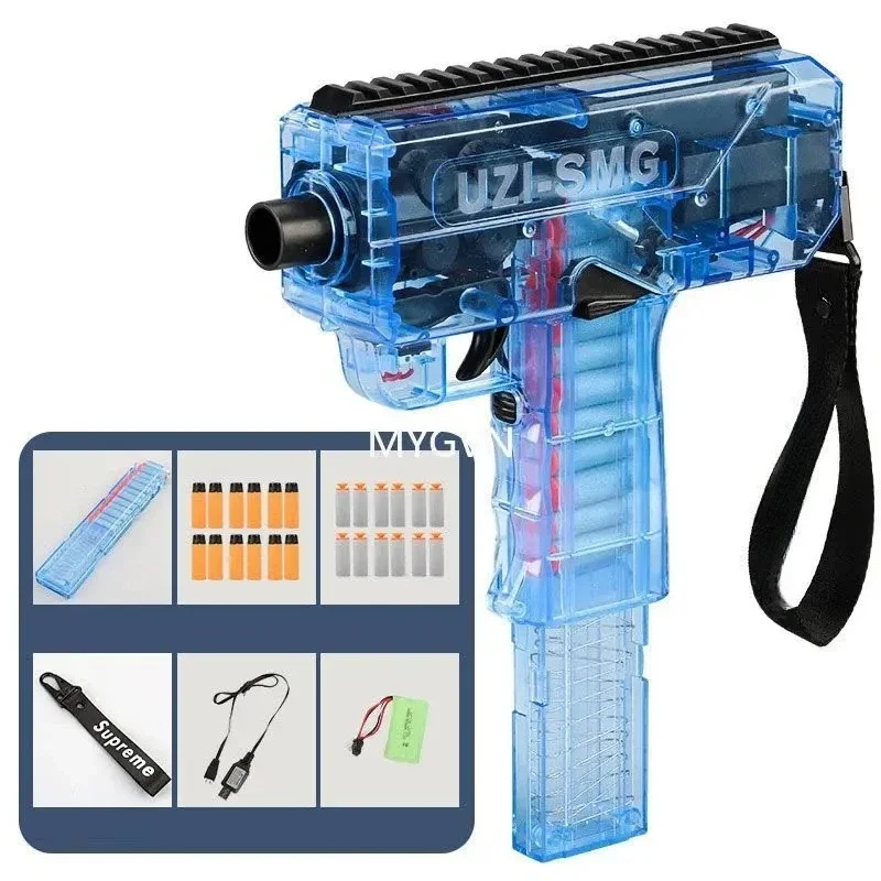 Balle souple électrique à tir continu, pistolet jouet UZI, modèle de mitrail, pistolet de tir, Blaster pour adultes et garçons, jeux CS en plein air