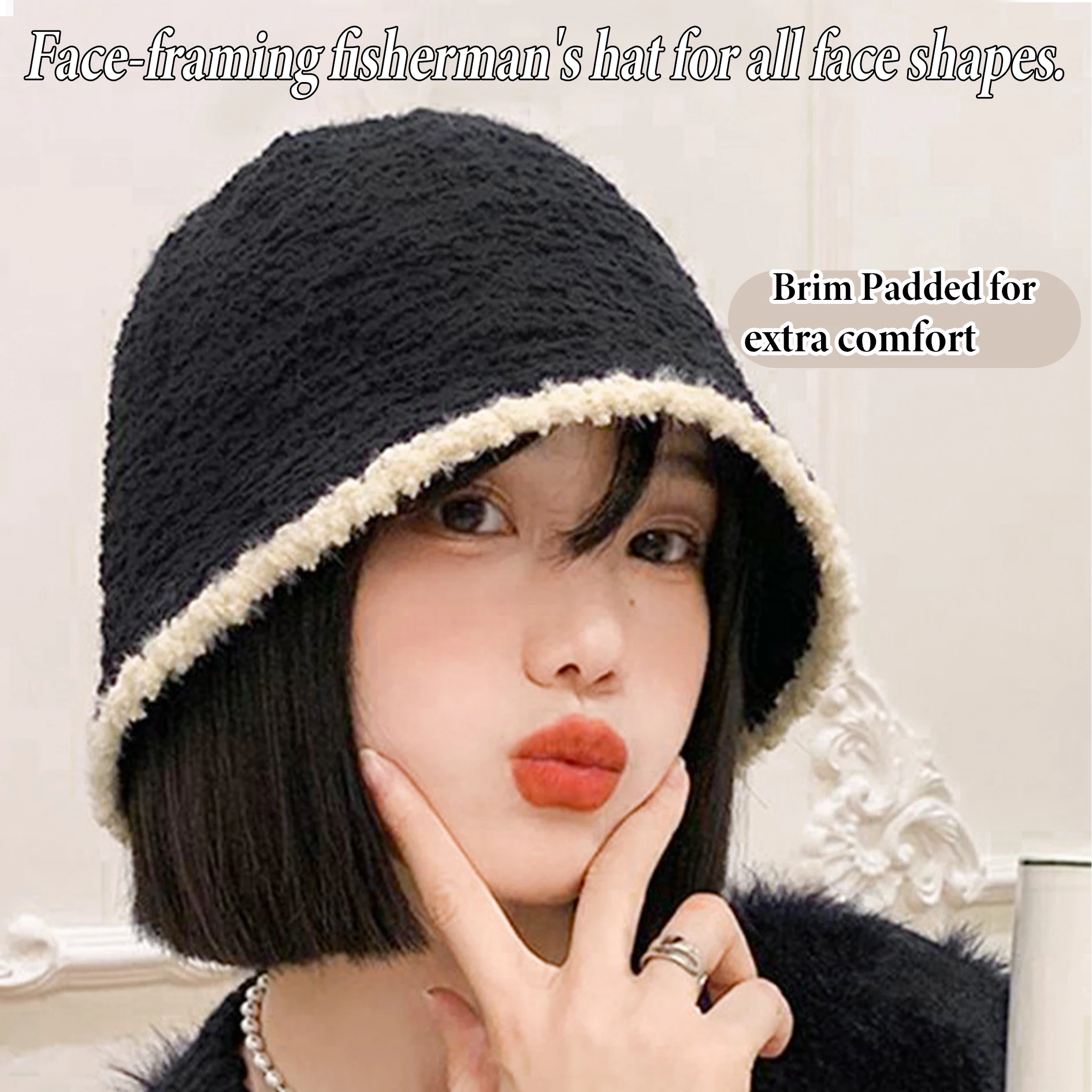 synthesize Wig hat female short hair all-in-one fashion fall and winter woolen fisherman hat net red explosion with hair natural