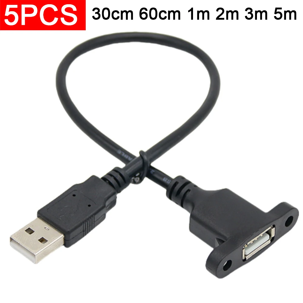 

5pcs USB2.0 Male to Female With Mount USB all-inclusive with screw holes to fix USB2.0 Extension cable customization 0.3m 0.5M