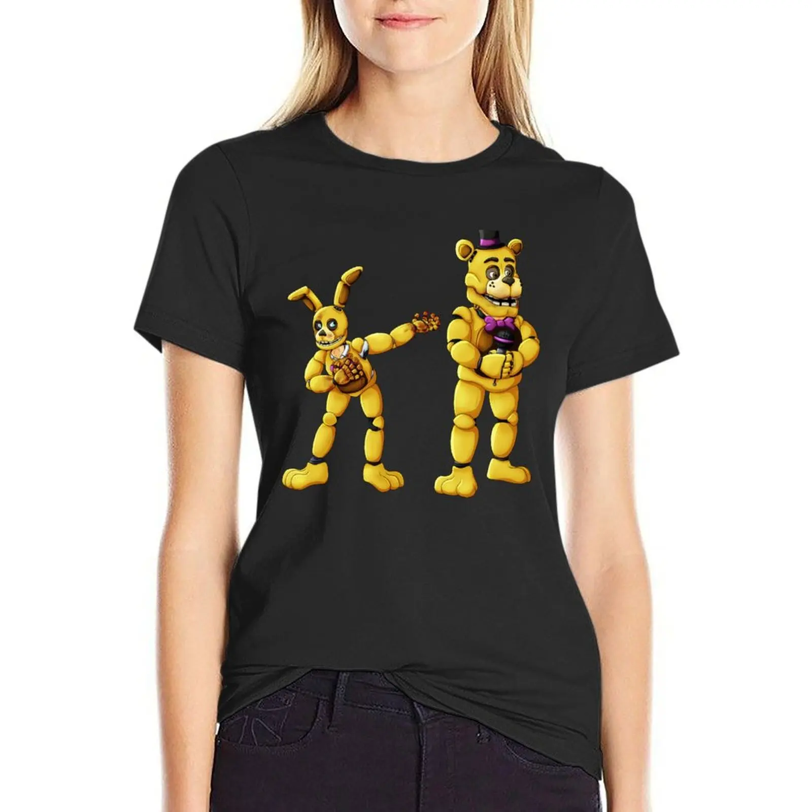 

William Afton & Henry Emily, Spring Bonnie & Fredbear T-Shirt anime clothes graphics designer clothes Women luxury