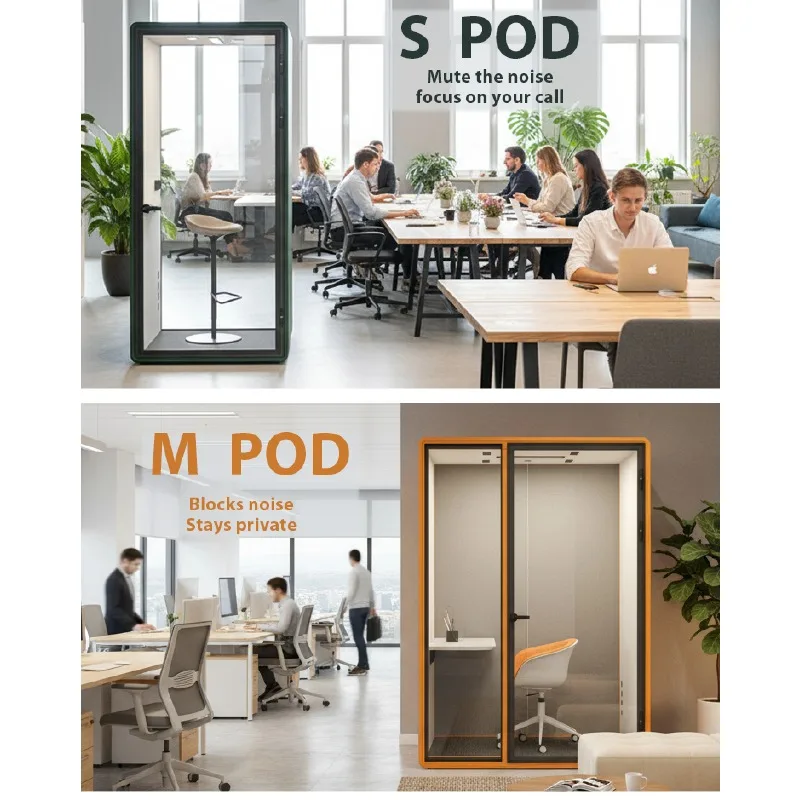 Professional Acoustical Meeting Booth for Office Privacy with Ventilation and Lighting Perfect Soundproof Booth Office Pod