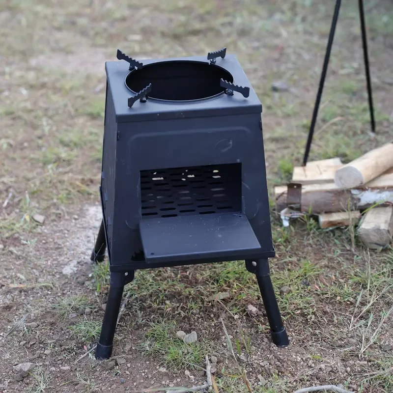Portable Folding Tower Camping Stove Charcoal Wood Fuel Backpack Friendly Rocket Design for Outdoor Cooking and Grilling