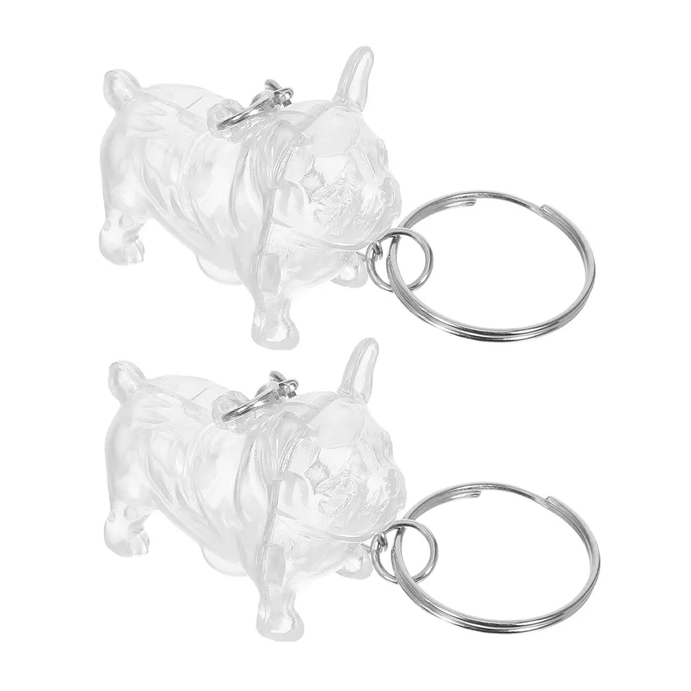2pcs Pet Hair Memorial Box Transparent Dog Shape Keychain For Cat Dog Hair Storage Collector Gift Pet Lover