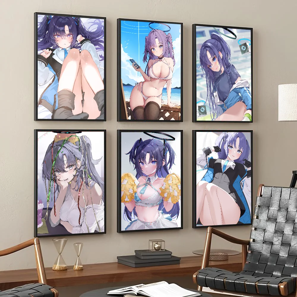 Blue Archive Hayase Yuuka Game Sexy Girl Posters Stickers Living Room Bedroom Entrance Cafe Wall Art Decoration Painting Room