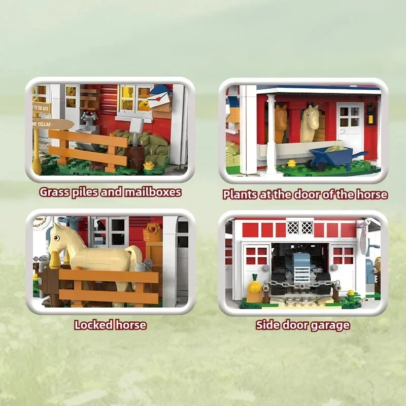 ตัวต่อวินด์มิลล์ฟาร์ม 1810 ชิ้น แบบโรงรถ โรงนา บ้านพัก พร้อมไฟ USB ของเล่นสร้างสรรค์ ของขวัญวันหยุดสำหรับเด็กชายและเด็กหญิง