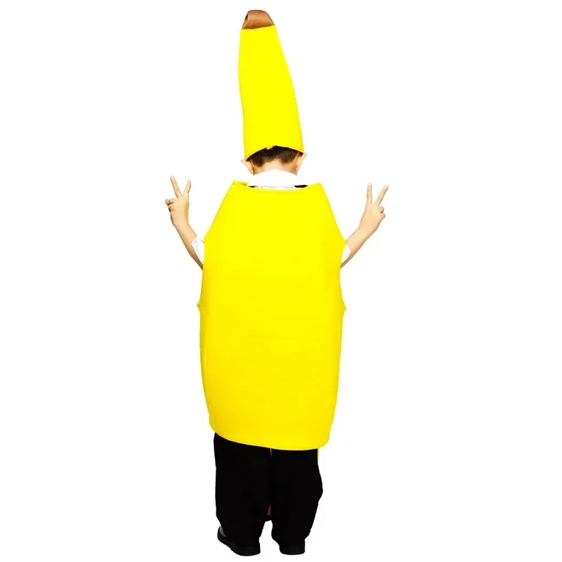 Puirm bambini e adulti donna uomo Banana Costume Halloween Party Cosplay cibo divertente Banana tuta Fancy Dress genitore-figlio Outfit