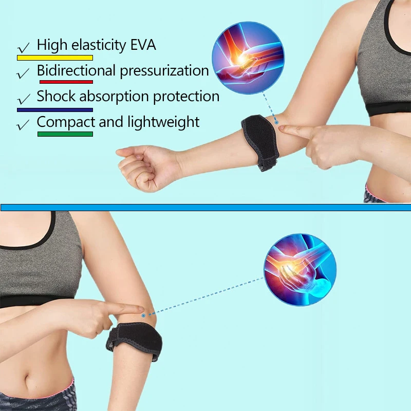 측면 통증 증후군 팔꿈치염 보호대 1개 조절 가능한 팔꿈치 지지대 농구 테니스 골프 팔꿈치 지지 스트랩 팔꿈치 패드