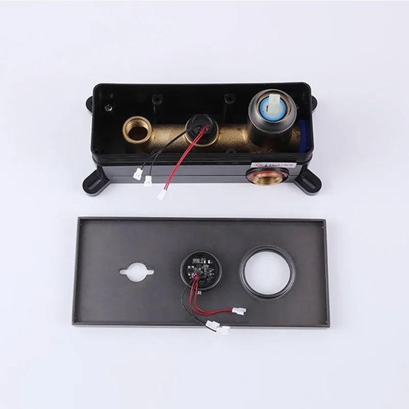 All Copper Wall-mounted Concealed Installation Hot and Cold Water Mixing Basin Faucets Intelligent Digital Display Temperature