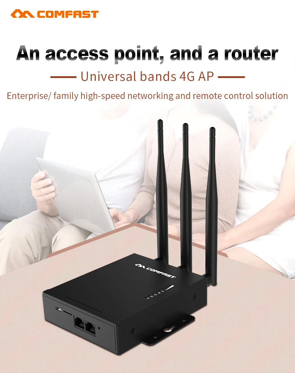 Imagem -02 - Portátil 4g Lte Router com Slot para Cartão Sim Plug And Play 2.4g Wifi Router ap Wireless Access Point 5dbi Antenas Suporte 90 Mais Usuários